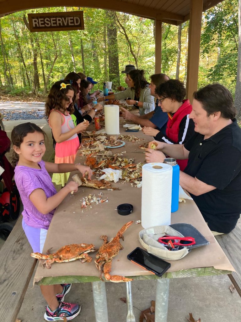 People enjoying crabs at crab feast
